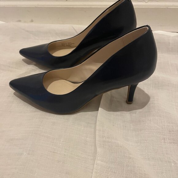 Navy Leather Alfani Pointed-Toe Stiletto Heal, Slip On Pumps (Jeulesrb) 7.5 M, - Picture 3 of 4